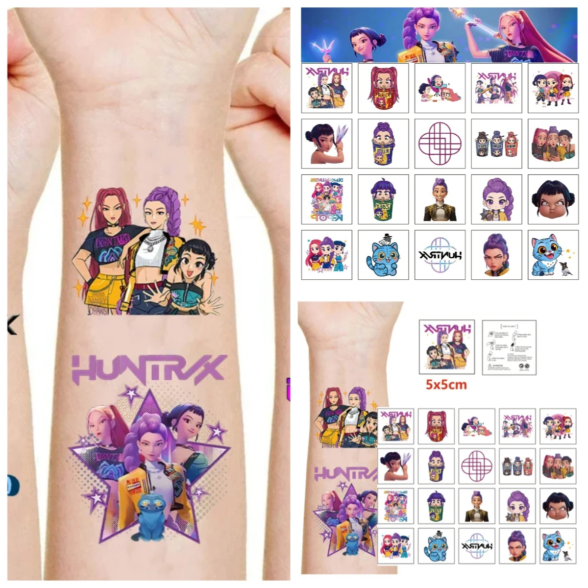 20pcs/set Cartoon Kpop Demon Hunters Temporary Tattoo Sticker Rumi Cute Waterproof Tattoo For Funny Party Gift 4