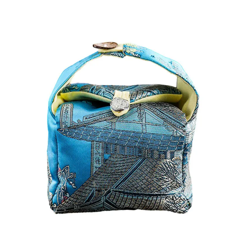 Satin Tea Set Storage Bag Teaware Storage Bag Handmade Tea Cup Portable Teapot Travel Cloth Handbag storage bags