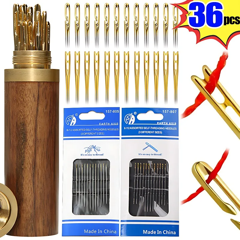 1236PcsBlindSewingNeedlesElderlyBigHoleStainlessSteelSelf