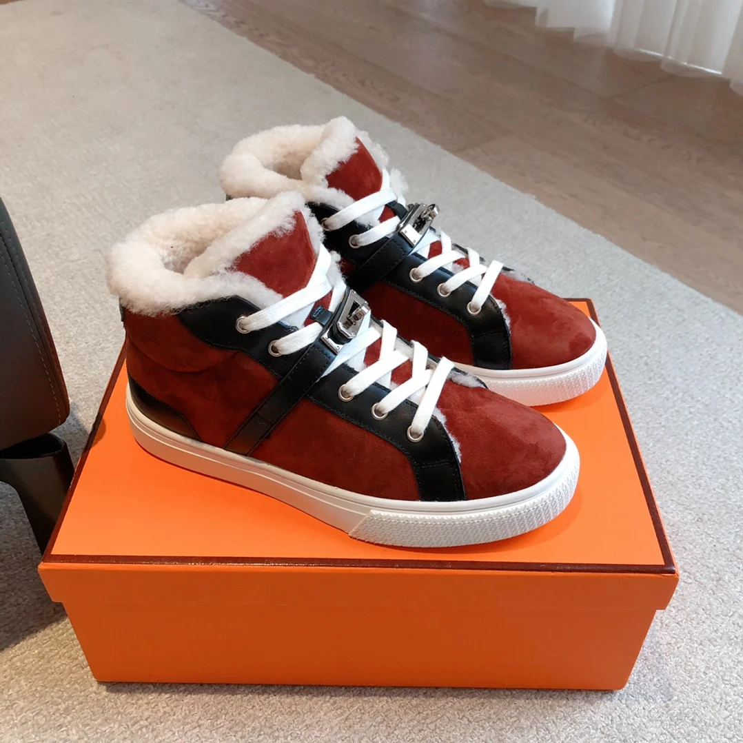 

Women's Shoes Day Sneakers Shearling Wool Logo High-top Brand Vipol 9992312291855