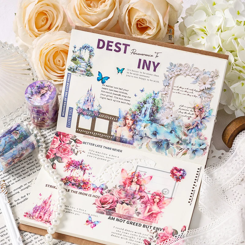 다채로운 플라워 무브먼트 시리즈, 레트로 크리에이티브 장식, DIY pet 테이프, 12PCs/로트