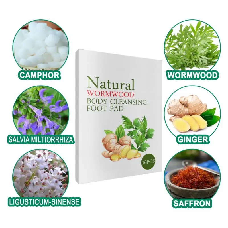 12/16PCS Natural Herbal Foot Pads with Wormwood Extracts for Deep Cleansing of Feet for Foot Care and Relaxation foot care patches,adhesive foot pads