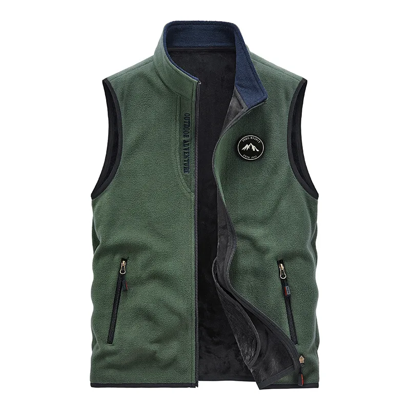 Chaqueta sin mangas de primavera y otoño para hombre, chaleco informal para exteriores, chaleco de terciopelo polar para hombre, chaleco táctico con cuello alto, chaleco para hombre_voghion.com