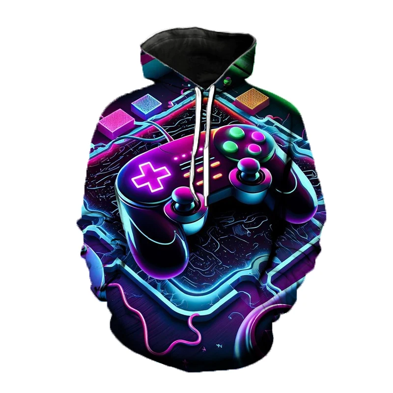 Neon Graphic 3D Print Hoodie Sweatshirt Oversized