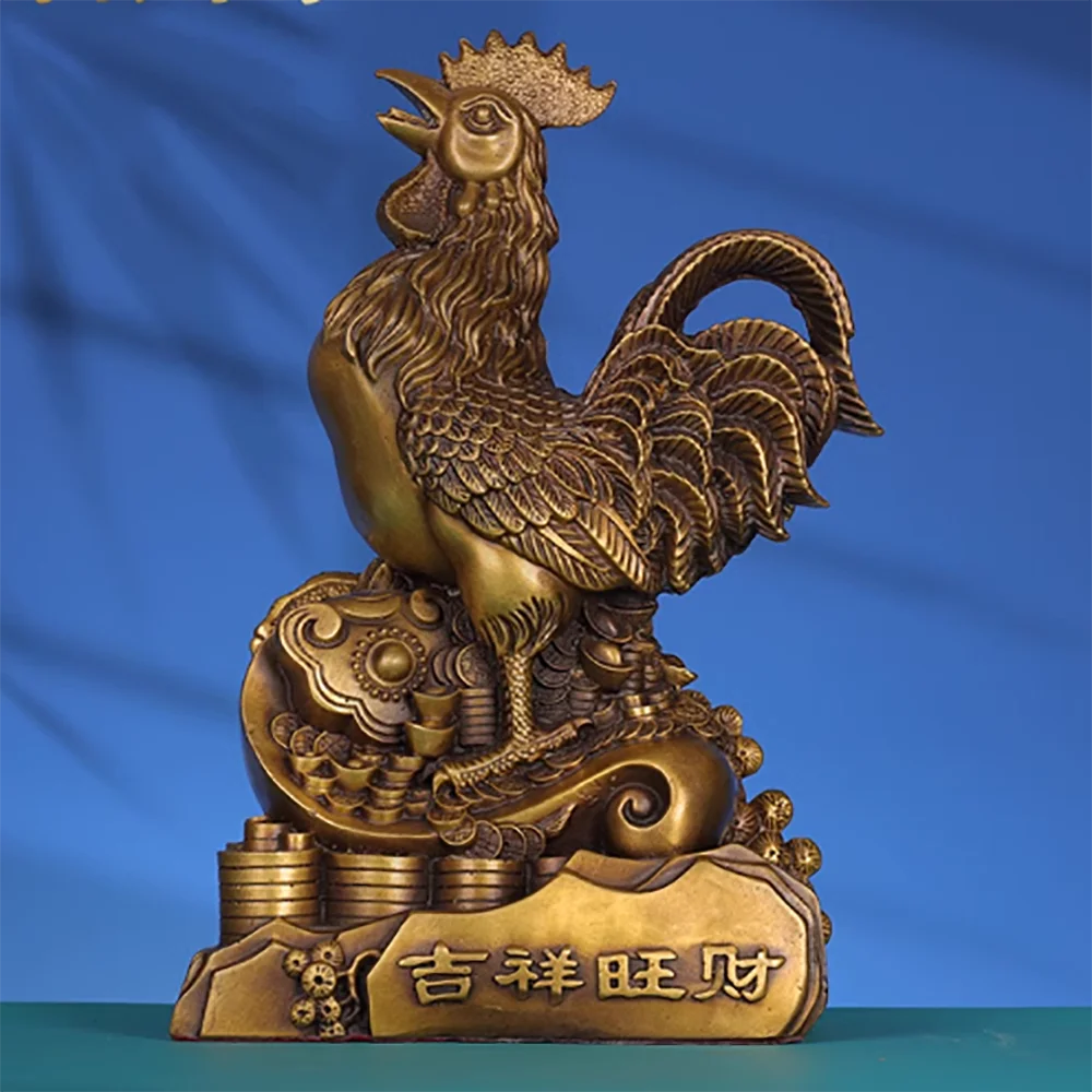 

Brass rooster, golden rooster, yuanbao rooster, home zodiac mascot, living room decoration handicrafts