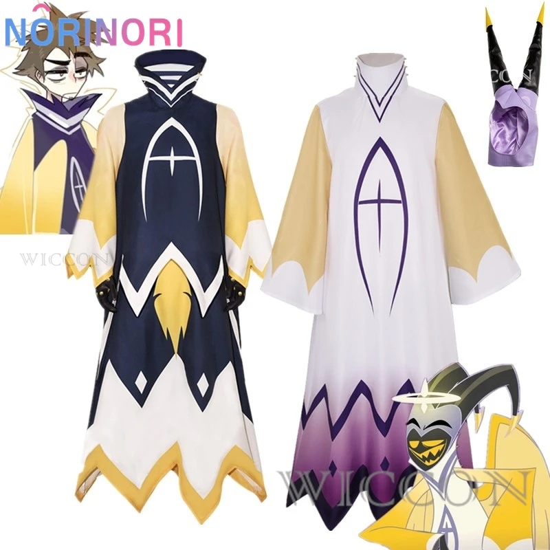 

Hazbin Adam Cosplay Anime Hotel First Man Angel Halo Clothes Mask Cosplay Costume Suit Cos Halloween Party Adult Men Costume