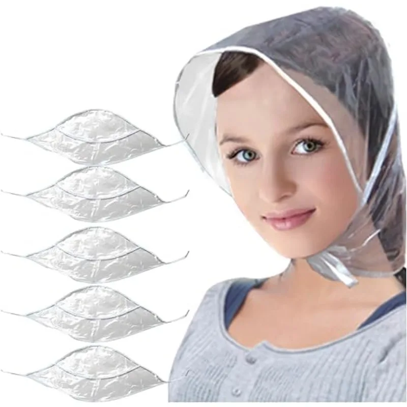 

10 шт., дождевик с козырьком, прозрачные пластиковые чаты, водонепроницаемый дождевой шарф, Женская дождевая одежда