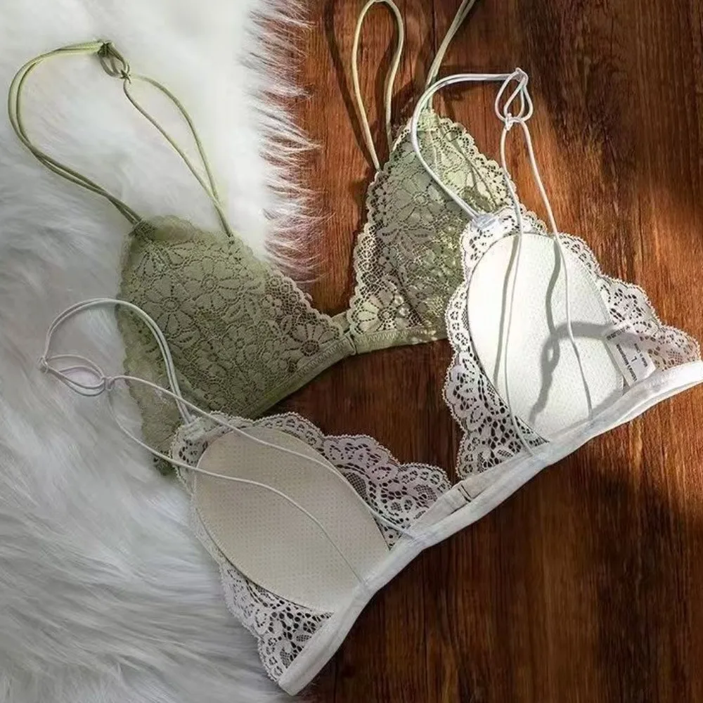 Ultra-Thin Lace Wireless V Bra with Front Closure - Seamless Anti-Sagging Lingerie