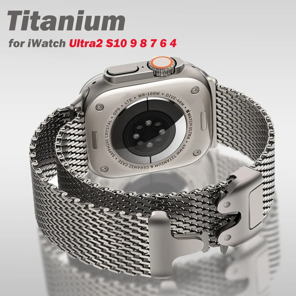 สายนาฬิกาไทเทเนียม Milanese Loop สำหรับ Apple Watch Ultra 2 49 มม.