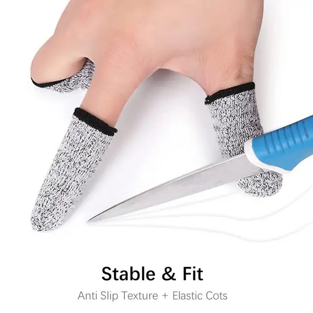 Cut Resistant Finger Cots Breathable Fingertip Protector 5-Grade Cut Protection 2X Fingertip Guards for Work Kitchen Garden 5