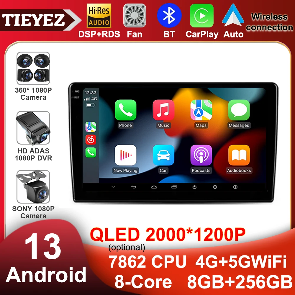 Qled Android 13 Carplay Auto Per Fiat Panda 2003 - 2012 Autoradio Lettore Video Multimediale Navigazione Stereo 4G Bt Wifi Gps Dvd