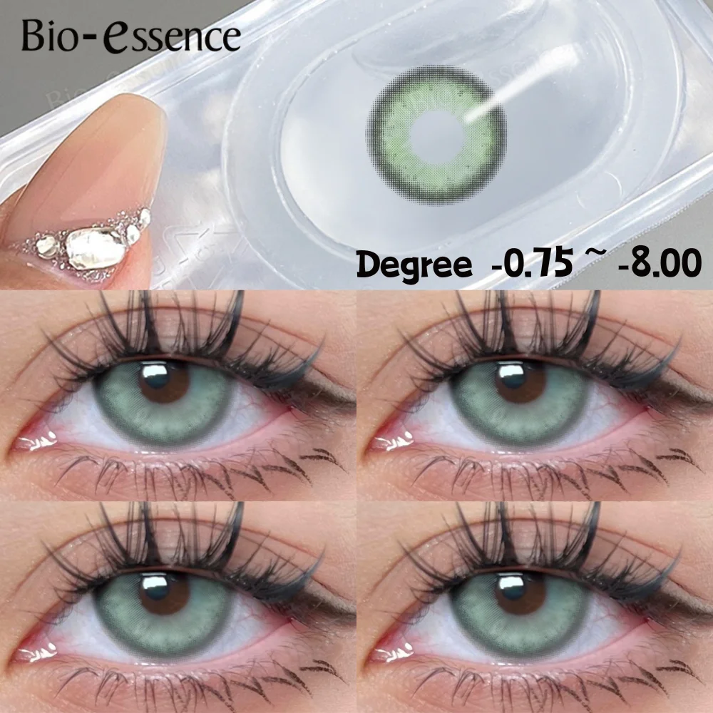 Bio-essence 1 Pair Korean Lenses Mermaid Green Colored Contact Lenses with Degree Myopia Lenses Green Lenses High Quality Lenses