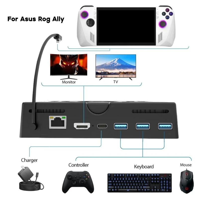 

B95D Portable Adjustable Cooling Hub for RogAlly Game Console with PD60W USB3.0 Port