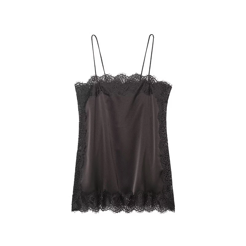 Women Lace Midi Skirts Two Piece Sets 2025 New Chic Fashion Satin Lace Sling Top Women's Suits Sexy Elegant Woman Outfits