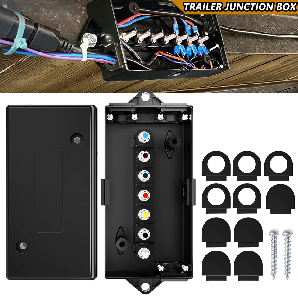 Junction Box 7 Way Trailer Weatherproof 7 Pole Terminal Studs Trailer Wiring  Connection Box Color Coded Electric Wires For Rewiring Rv Camper Trailer  Light 00542.1736204804 Trailer Junction Box, image size:960x960