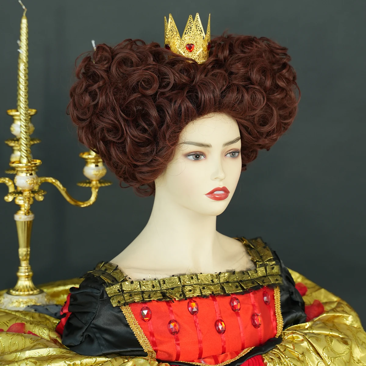 7JHH WIGS New Royal Red Queen Wig Dark Red Short Curly Hair Synthetic Heart  Cosplay Wigs Halloween Costume Party Wig - AliExpress