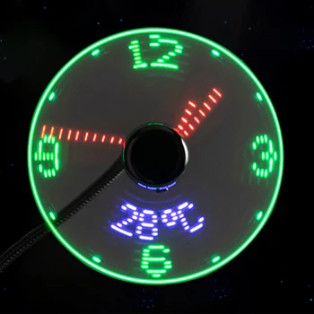 휴대용 시계 선풍기 RGB LED 야간 조명, USB 핸드 선풍기, 실시간 온도 표시, PC 노트북 데스크탑 쿨러용 금속 미니 선풍기, 5V