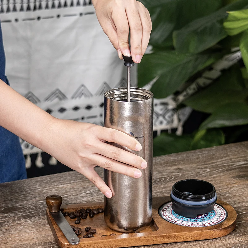 Boundless Voyage 450 ml Titan French Press Kaffeebecher Thermoskanne mit Deckel, doppelwandiger isolierter Wasserflaschenbecher Ti3255D – Detail 9