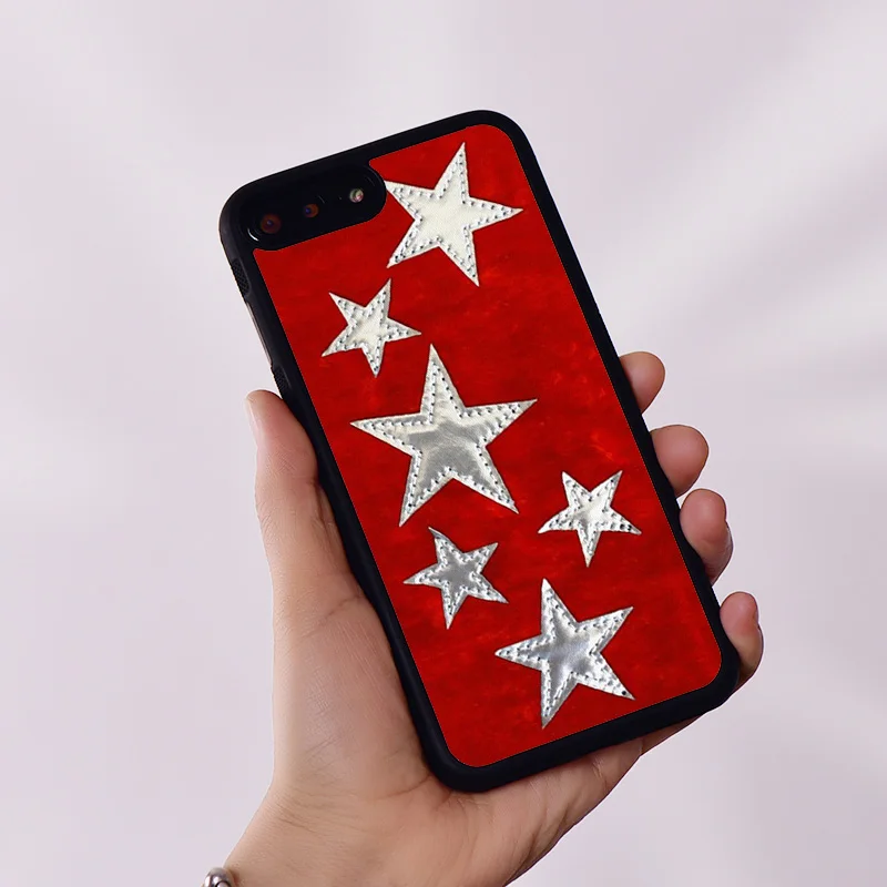 Custodia Per Telefono In Gomma Siliconica Wildflower Per Iphone 6 6S 7 8 Plus X Xs Xr 11 12 13 14 Mini Pro Max Red Silver Stars