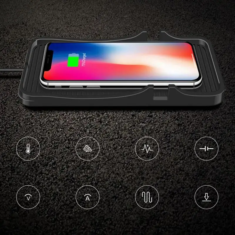 Cordless Cell Phone Charger Car Auto Phone Fast Charging Pad Cordless Charger Non-Slip Cell Pad for Car