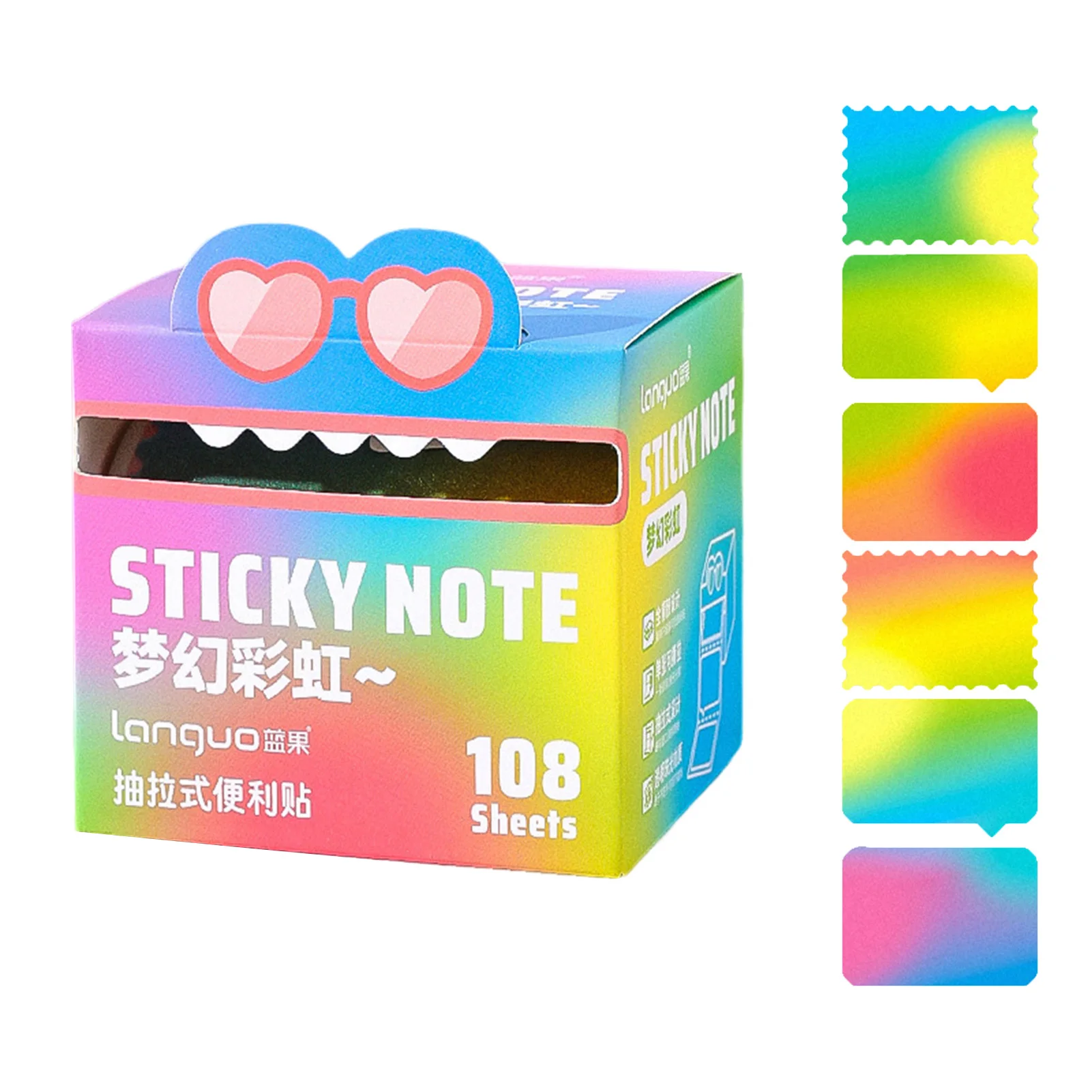 Dopamine Color herausziehbare Haftblöcke, 105 Blatt, durchscheinende, perlmuttfarbene Notizen, niedliche Monster-Designs für Schüler, Lehrer, Büro – Detail 5