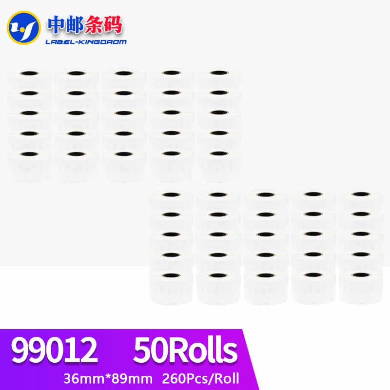 50 Rotoli Dymo Compatibile 99012 Etichetta 36Mm * 89Mm 260 Pz Per Labelwriter400 Lw450 Lw450Turbo 4Xl Stampante Seiko Slp440