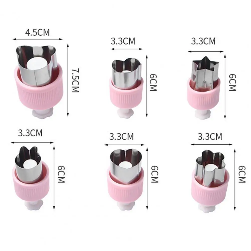 6Pcs Vegetable Cutter Shapes Set Stainless Steel Press-type Mini Cookie Cutter Fruit Cookie Pastry Stamp Mold Kids Baking Tools