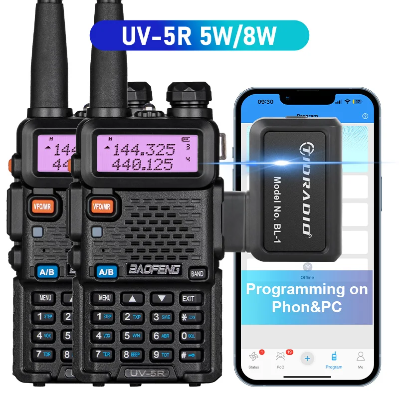 

2PCS BaoFeng Walkie Talkie UV-5R Professional Wireless Programmer Portable Two Way Radio uv5r Station Comunicador VHF HUF