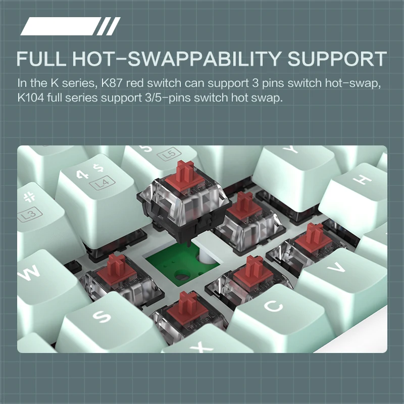 Thunderobot-teclado Mecânico para Jogos K104 Vermelho Interruptor Marrom Hot Swappable Pbt Keycaps com Fio Tamanho Completo Rgb - Imagem 5