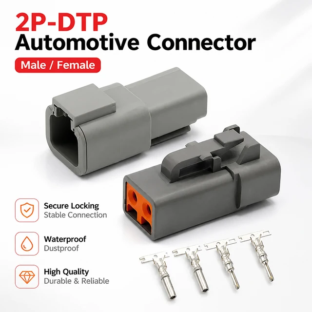 2 Pin  DTP04-2P DTP06-2S Deutsch DTP Connector - Gray Male Female Waterproof Electrical Auto Plug for Marine, Bus & Industrial 1
