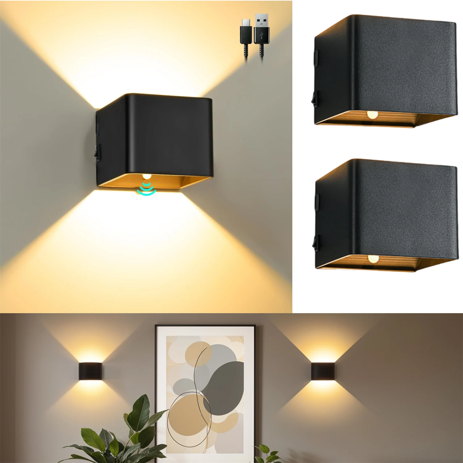 Wireless rechargeable battery powered wall light motion sensor magnetic LED wall light bedroom corridor staircase wall light Scf6715f908a84e759c82d9159e7ace4f1