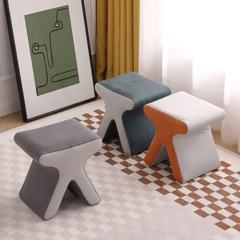 

Shoes Changing Stool Doorway Living Room Creative Technology Cloth Short Stool Nordic Light Luxury Dressing Room Small Stools