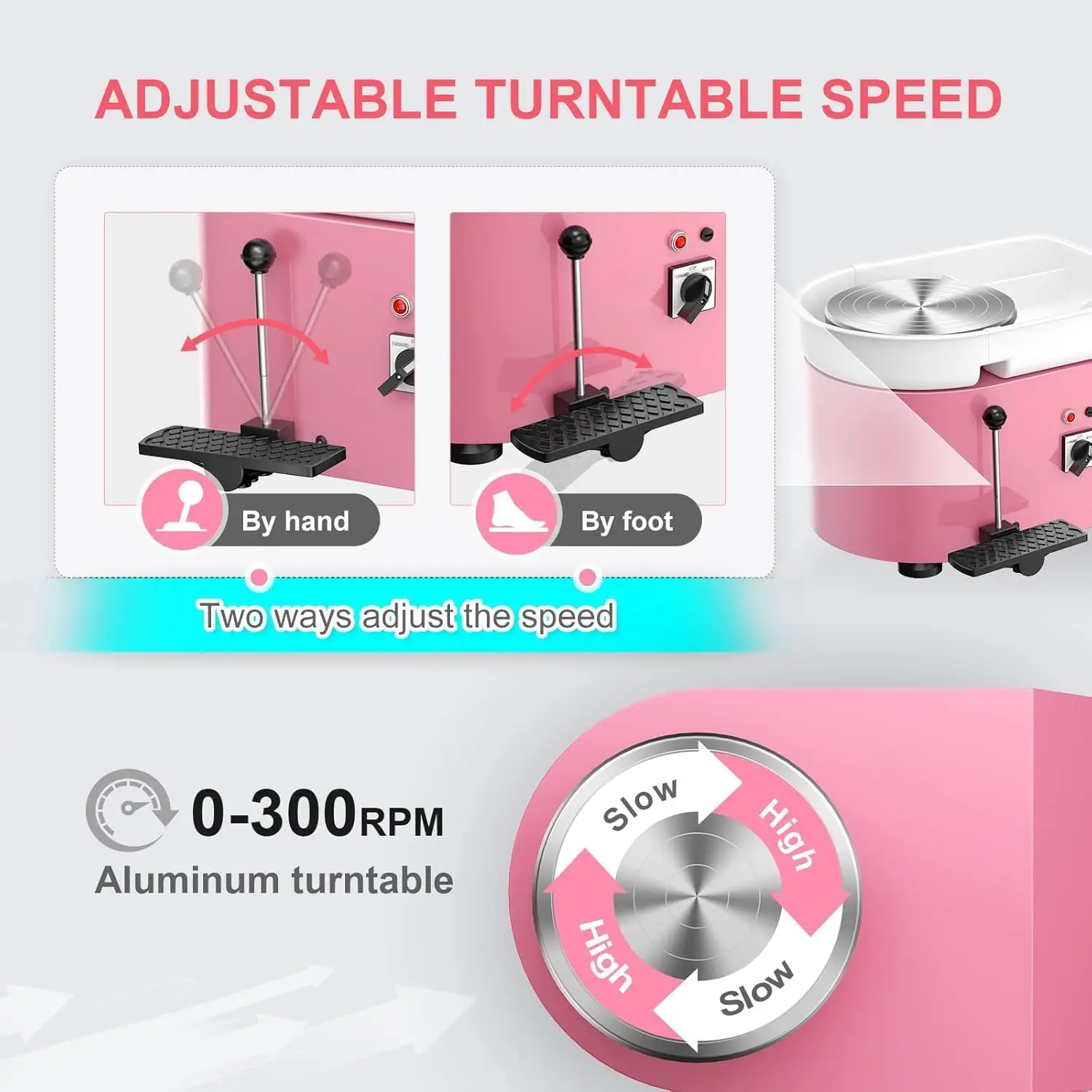 Pottery Wheel Pottery Machine 25CM 350W Electric Wheel with Foot Pedal DIY Clay Tool Ceramic Machine Work Clay