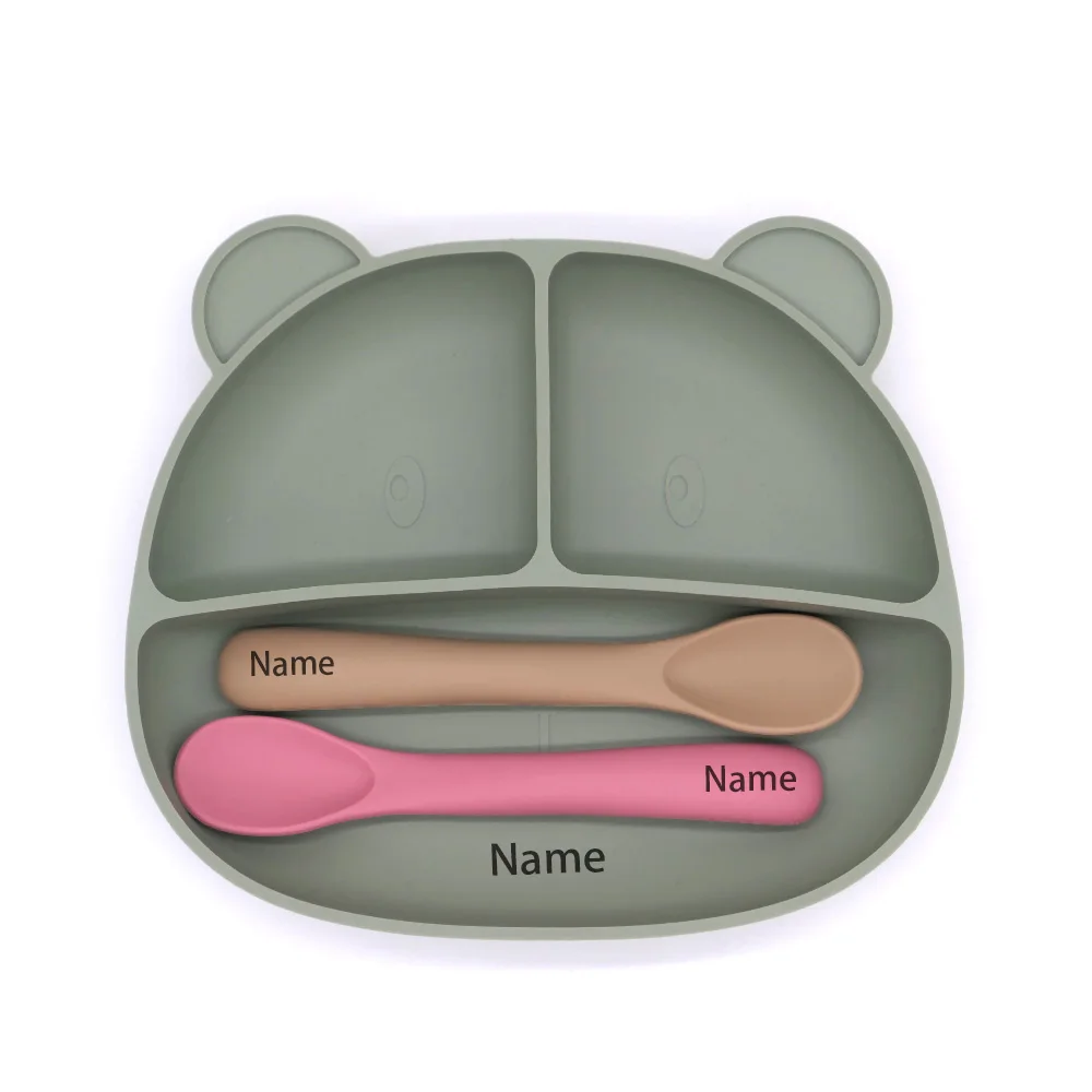 Baby Tableware Bowl Spoon Free Printing Silicone Material Personalized for Boys and Girls Holiday Gift