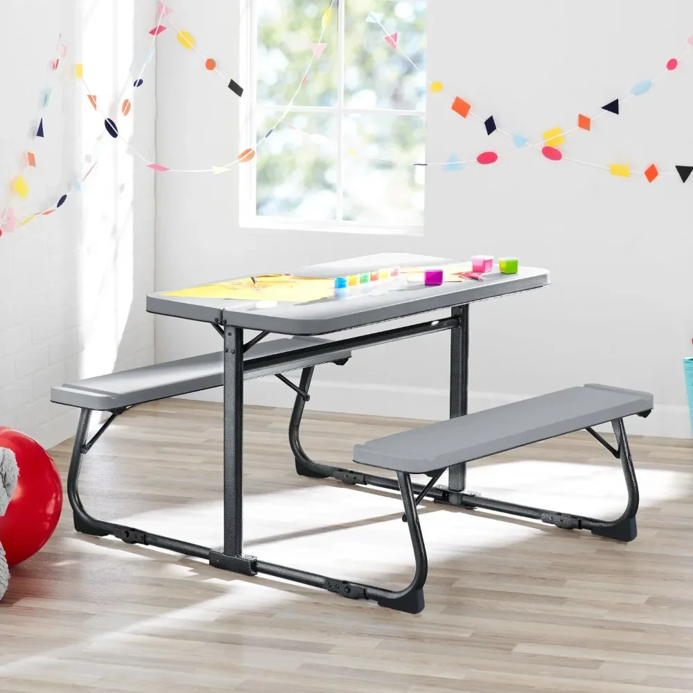 

Your Zone Folding Kid's Activity Table, Steel and Plastic, Gray, for Children 3-8 Years, 33.11" x 40.94" x 21.85"