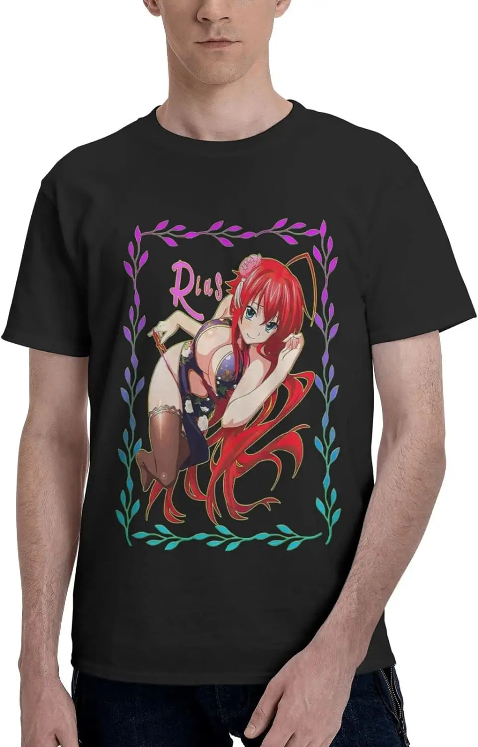 

Anime Highschool DxD Rias Shirt Cotton Crew Neck Fashion Tshirt for Men