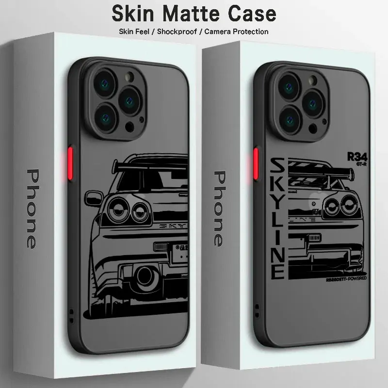 Matte Silicone Edge Clear Phone Case with JDM Dream Car Design