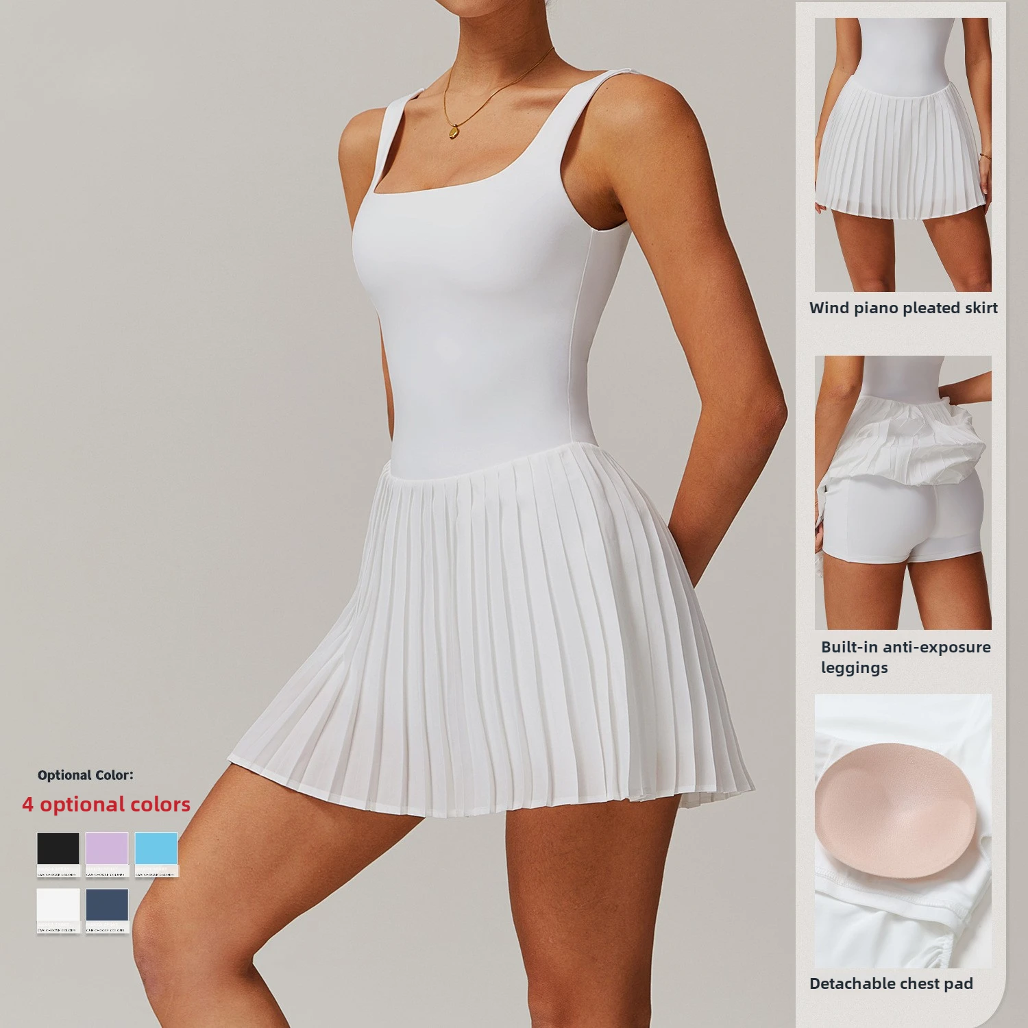 New Tennis Skirt Bottoming Anti-empty Fitness Pocket Pleated Skirt Sports Dress Tennis Dress Sport Dresses Women