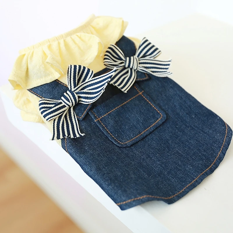 new Dogs Princess Dress Dogs Skirt Strap Dress For Girl Denims Puppies Dresses Clothing Dresses