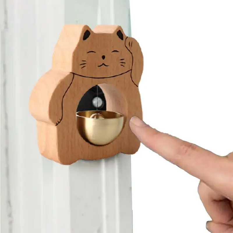 

Дверные колокольчики, напоминания о открытой двери в современном стиле, деревянные многофункциональные интересные дверные колокольчики для входной двери, счастливая кошка