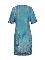 Summer plus Size V-Neck Short Sleeve Dress Women's Printed Patterns Optimal 2025 New Arrival Fashionable plus Size Casual Dress - Image 4