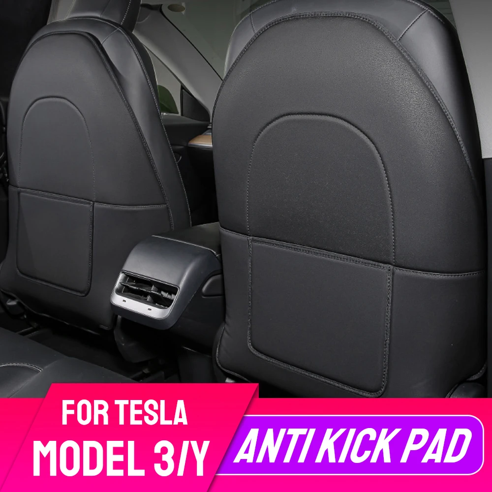 

С сумкой для хранения, подкладка для защиты от ударов, для Tesla Model 3, Y-образный коврик, кожаный Стайлинг, подкладка для спинки автомобильного сиденья, защита от грязи для детей