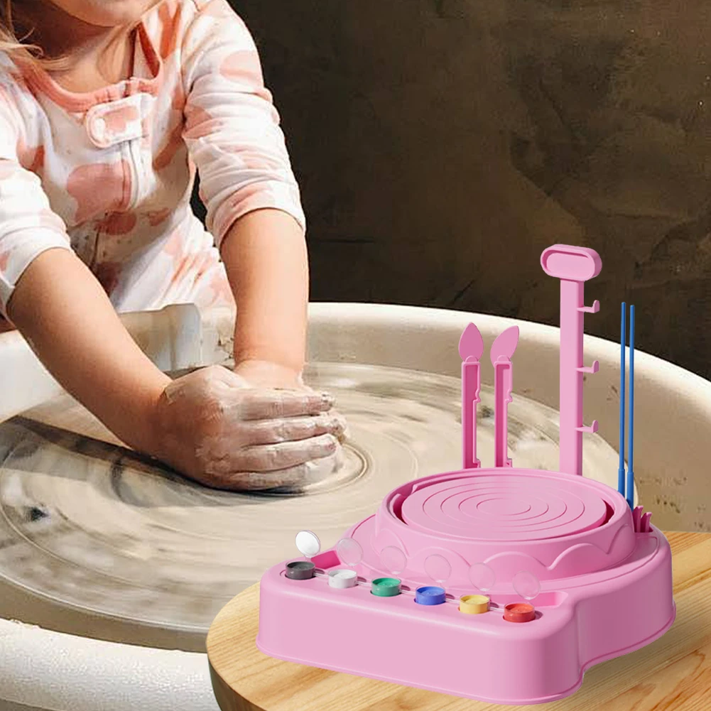 Kids Pottery Wheel Kit Electric Clay Wheel with Clay and Sculpting Tools Pottery Art Turntable Mini for 8-12 Years