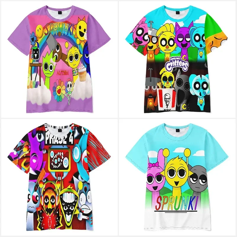 3D Sprunki t shirt T Shirt 3-14 years Tshirt Summer Kids Short Sleeve Boys Girls Tops Tees t shirt,kids t shirt