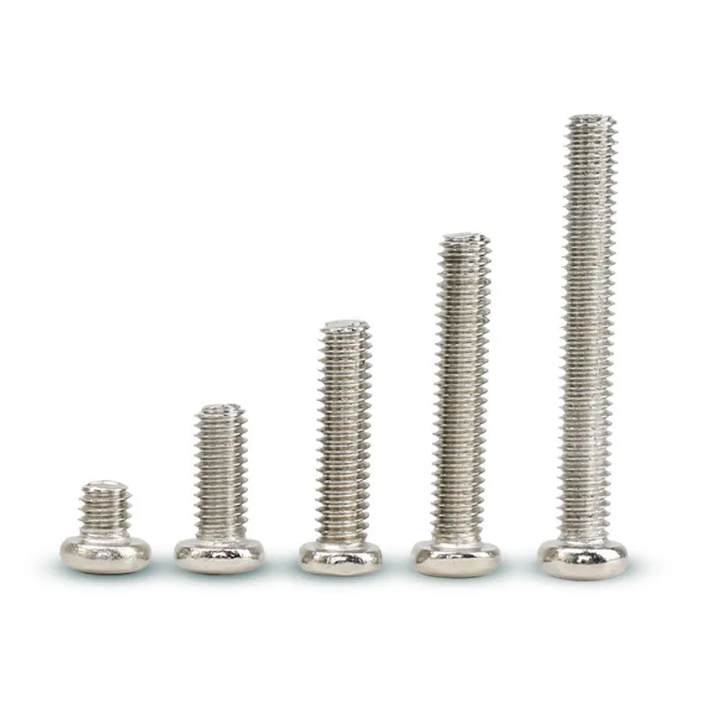 M1 M1.2 M1.4 M1.6 M2 M2.5 M3 M4 DIN7985 GB818 304 Stainless Steel Cross Recessed Pan Head Screws Phillips Screws