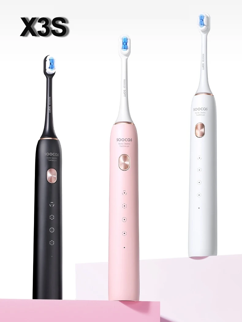 SOOCAS X3S Adult Sonic Electric Smart Toothbrush IPX8 Waterproof 180 Days Battery Life Ultrasonic Soft Cloud Toothbrush Heads