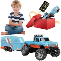 Mini RC Monster Truck with Lights & Trailer Remote Control Truck USB-C Rechargeable Adjustable Speed/Steering Children Toy Gift 2