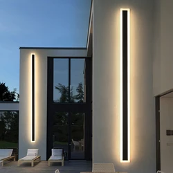 Modern Waterproof Outdoor Long Strip LED Wall Lamp IP65 Aluminum Wall Light Garden Porch Sconce Light 110V 220V 24V Warm White