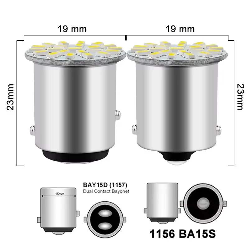방향 지시등 LED 전구 1156 BA15S R5W R10W 1157 BAY15D 3014 22 SMD 주간 주행 램프 6000K 흰색