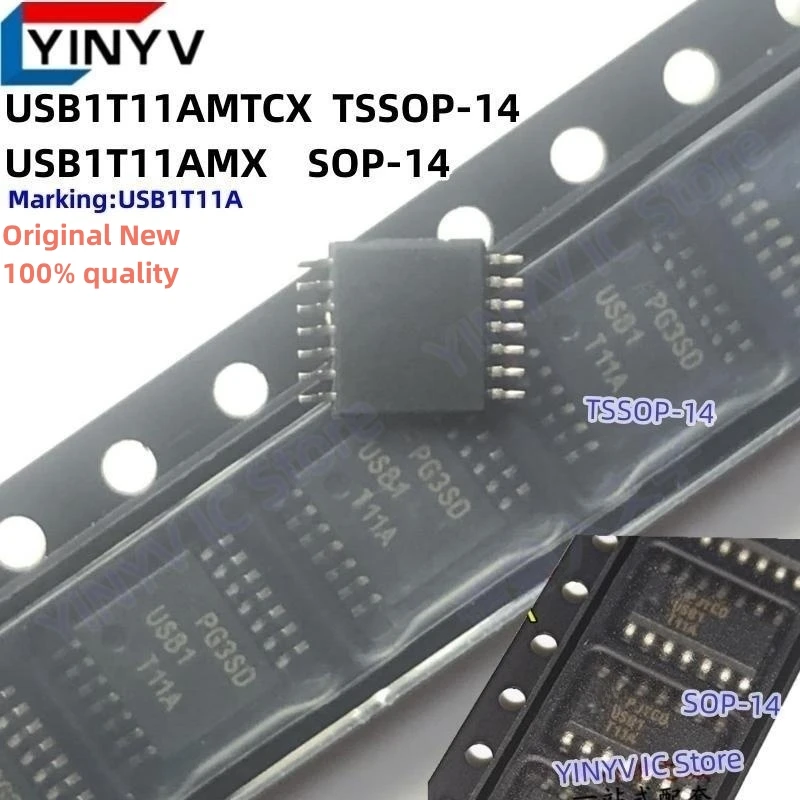 Фото 10 шт., USB1T11AMTCX, USB1T11AMTC, USB1T11A TSSOP-14 USB1T11AMX, USB1T11AM, SOP-14, универсальный последовательный приемопередатчик шины, новинка 100%, оригинал №1